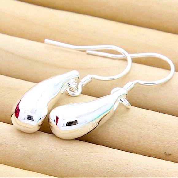 Sterling Silver Tear Drop Geometric Matching Necklace Bracelet Earrings Set - Picture 13 of 15